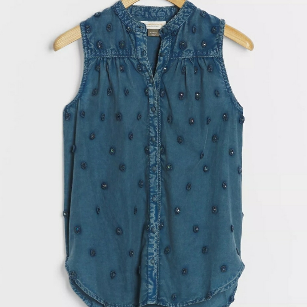 Lovely Anthropologie Blue Top. NWT. Size. Large